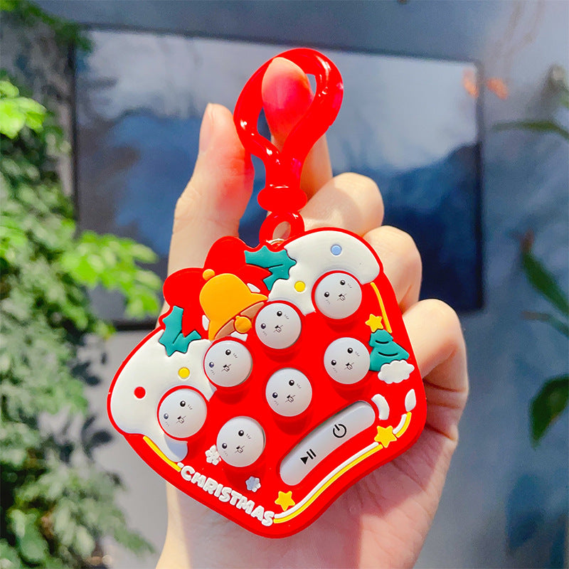 Wholesale Christmas Series Decompression Whack-a-mole Game Console Plastic Keychain